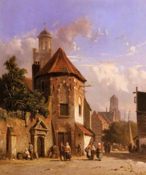 Adrianus Eversen : View Of A Dutch Street